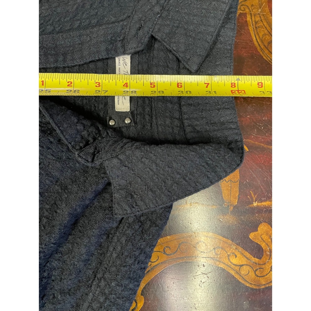 Free People Hidden Valley Button Down Black Shirt Textured Oversized Lounge S - Picture 8 of 13